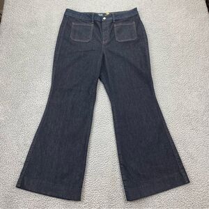 Maeve by Anthropologie Women's High-Rise Flare Dark Wash Jeans   -  Size: 34p